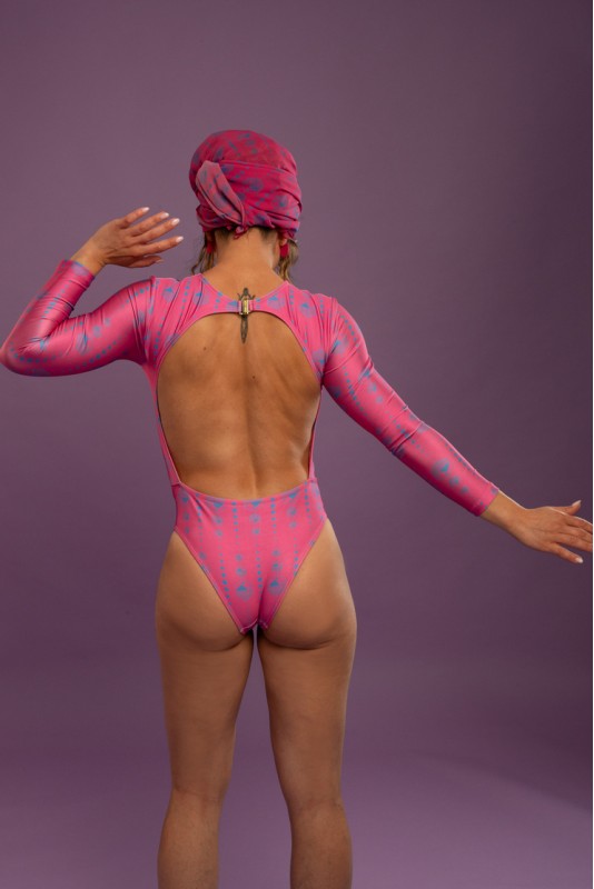 FUCHSIA DROPS Ολόσωμο μακρυμάνικο μαγιό