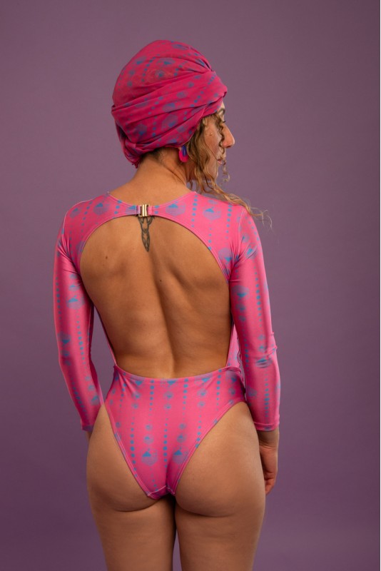 FUCHSIA DROPS Ολόσωμο μακρυμάνικο μαγιό