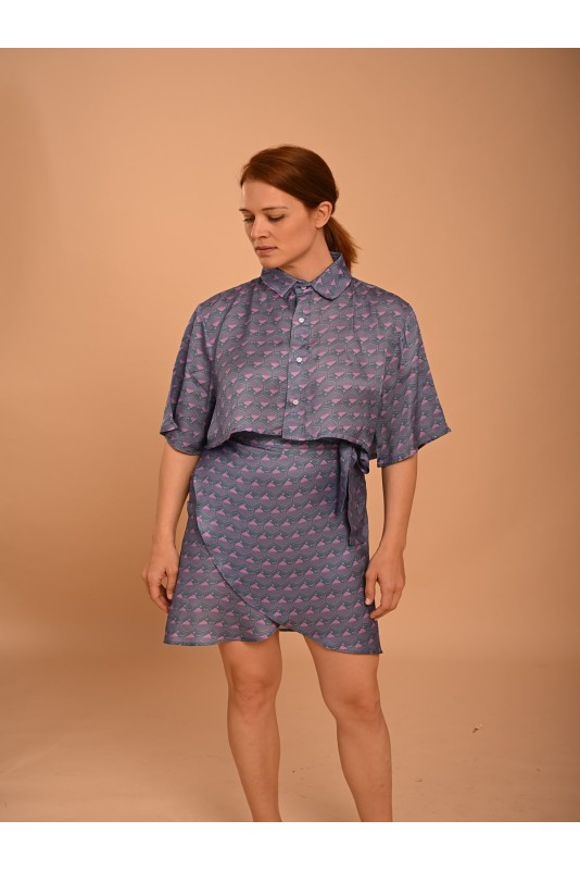 Crop Shirt PETROL-PURPLE