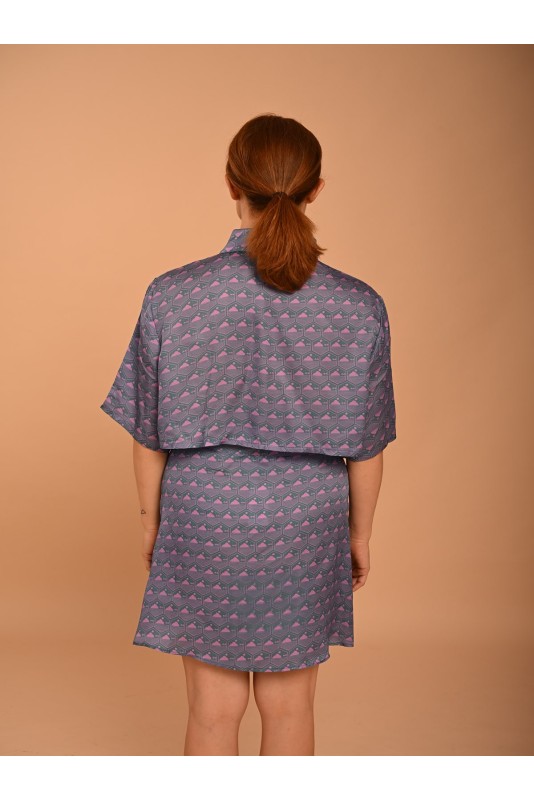 Crop Shirt PETROL-PURPLE