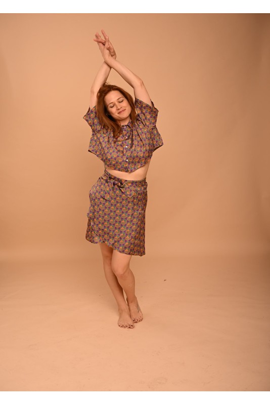 Crop Shirt Purple-Orange