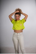 Crop Σπαραγουάη T-Shirt Lemon