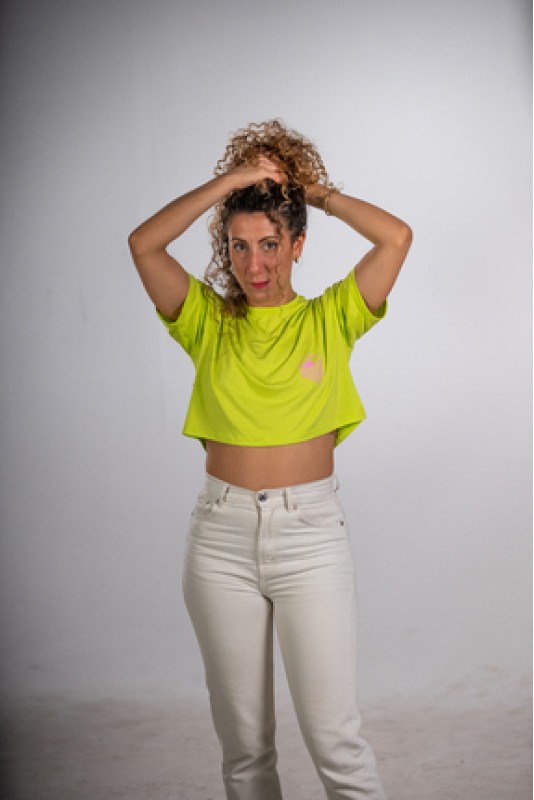 Crop Σπαραγουάη T-Shirt Lemon
