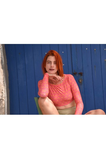 Fuchsia & Orange Long Sleeve Top