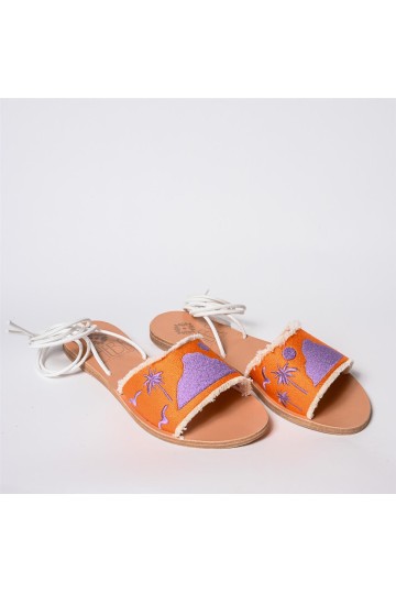 LEATHER SANDAL - Cord Orange - Sparagouay Custom