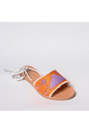 LEATHER SANDAL - Cord Orange - Sparagouay Custom