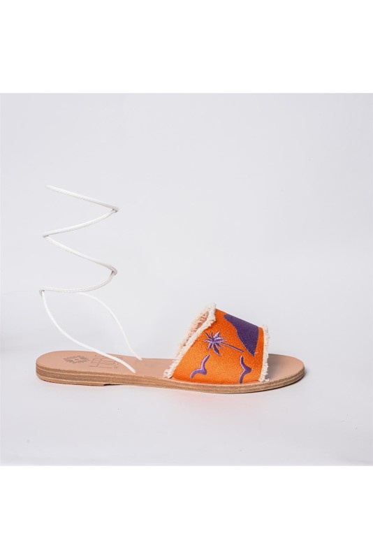 LEATHER SANDAL - Cord Orange - Sparagouay Custom