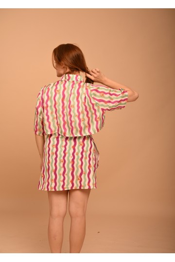 Crop Shirt OCTOPUS-FOUKSIA-MINT