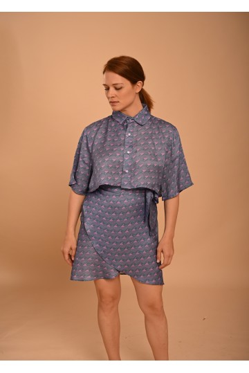Crop Shirt PETROL-PURPLE
