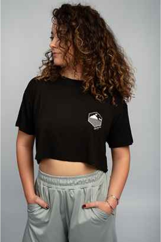 Crop Σπαραγουάη T-Shirt Black