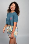 Crop Σπαραγουάη T-Shirt  Blue Bamboo