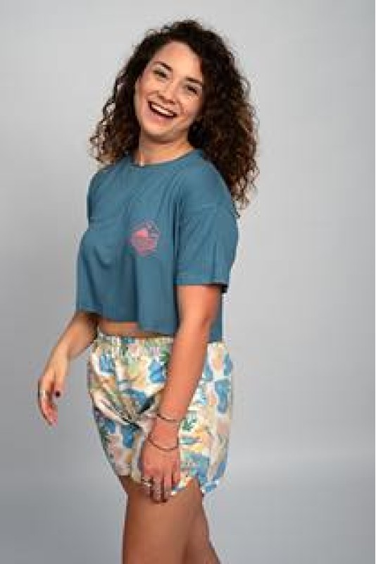 Crop Σπαραγουάη T-Shirt  Blue Bamboo